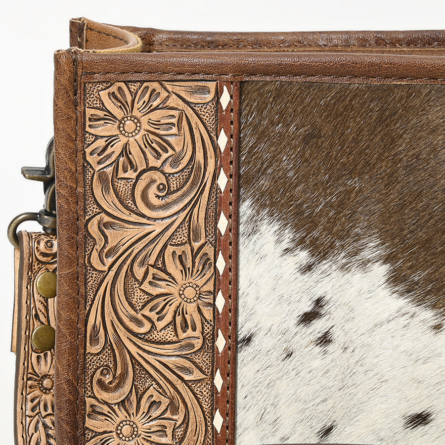 American Darling Western Cowhide Crossbody Bag – Genuine Leather Hand-Tooled Floral Carved Purse with Adjustable Strap