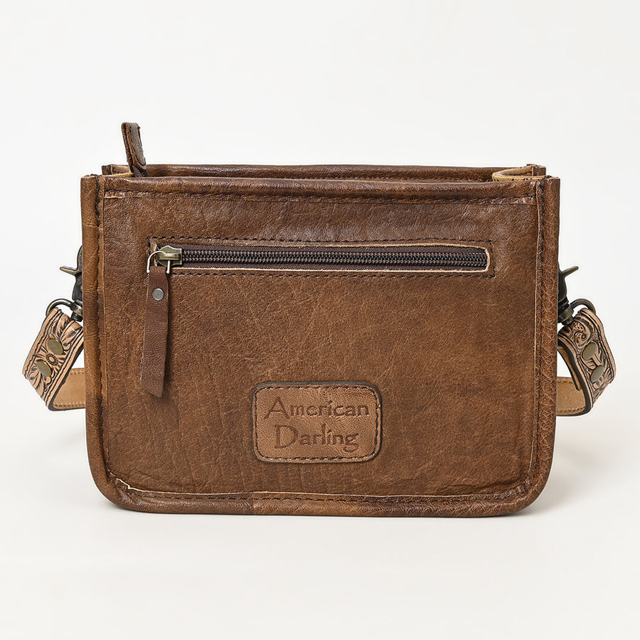 American Darling Western Cowhide Crossbody Bag – Genuine Leather Hand-Tooled Floral Carved Purse with Adjustable Strap