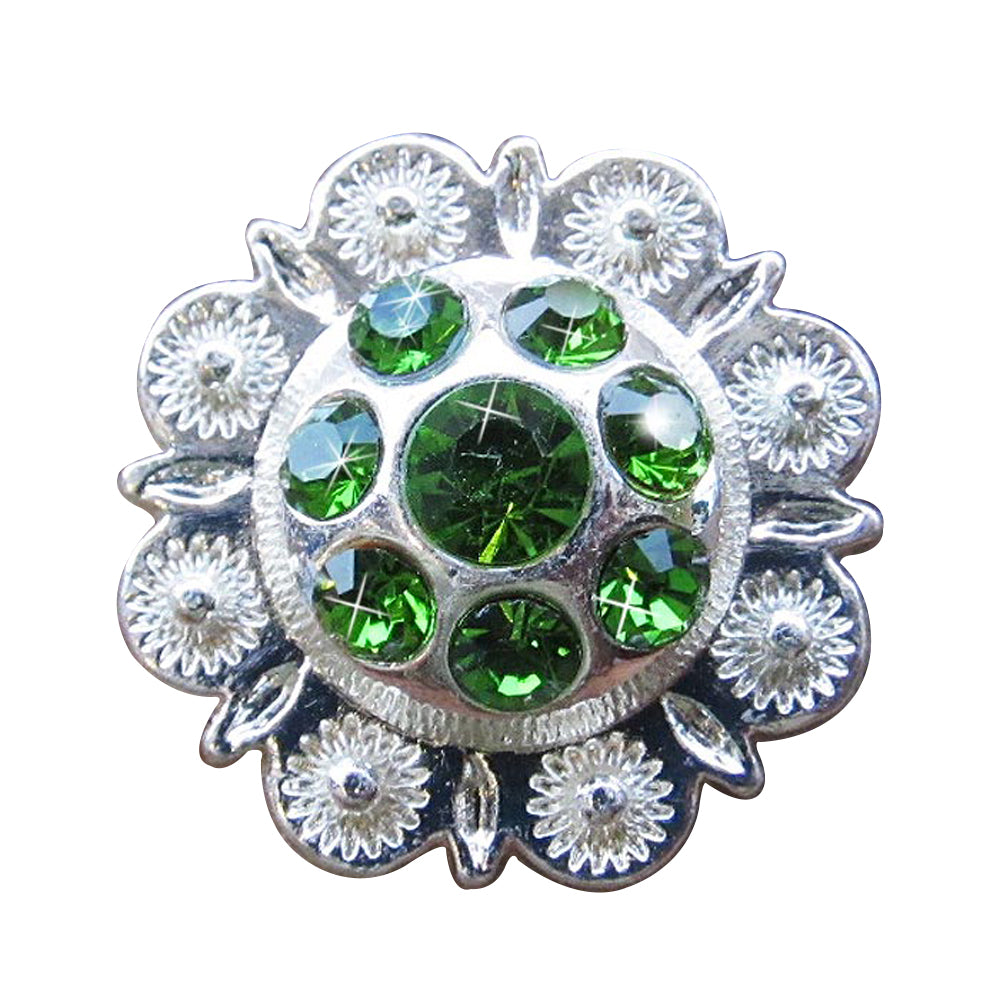 HILASON Western Screw Back Concho Green Berry Crystals Cowgirl 1 Inch Olivine color | Bridle Conchos | Slotted Conchos