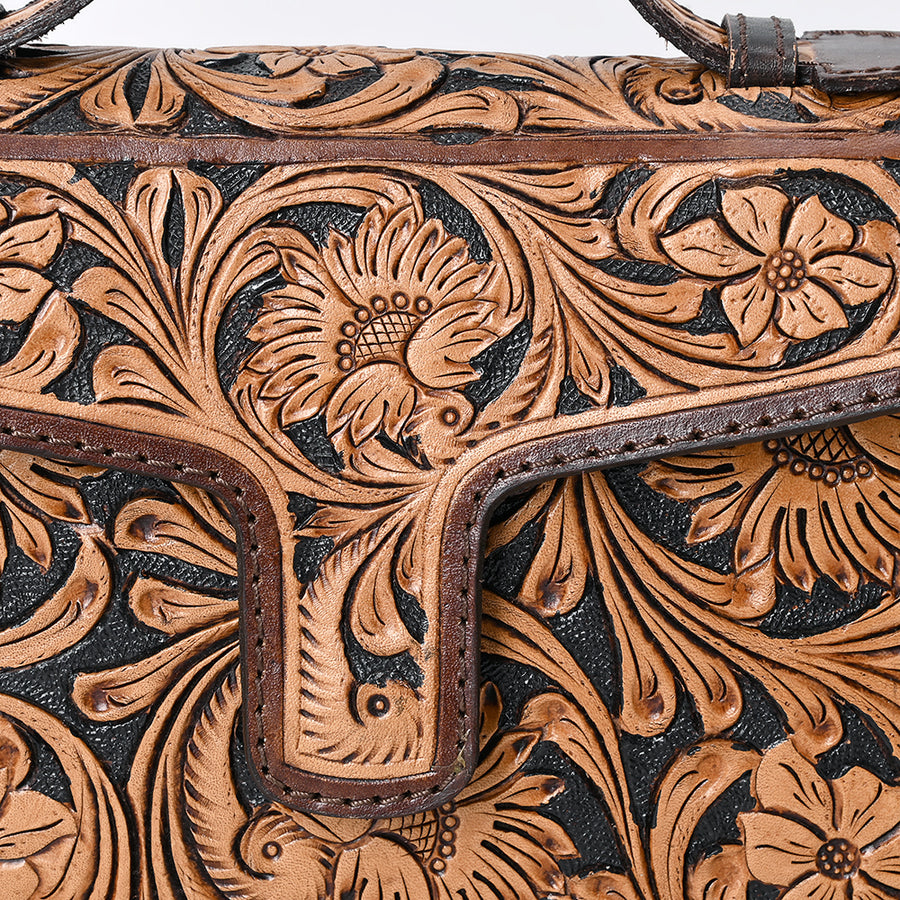 American Darling Hand Tooled Floral Carved Genuine Leather Cross body Bag Eco-Friendly Western Purse