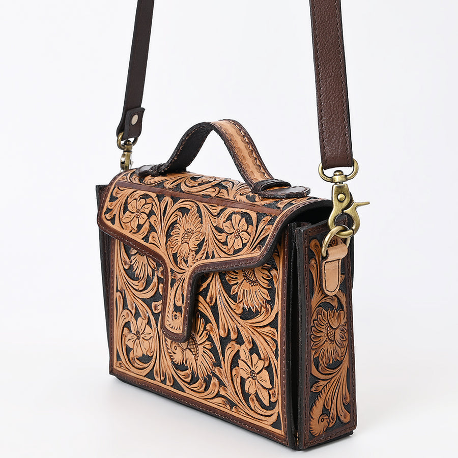 American Darling Hand Tooled Floral Carved Genuine Leather Cross body Bag Eco-Friendly Western Purse