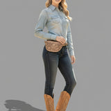 American Darling Fanny Pack Hand Tooled Genuine Western Leather Women Bag Handbag Purse