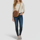 American Darling Canteen Hand Tooled Genuine Leather Women's Bag Western Handbag Purse | Women