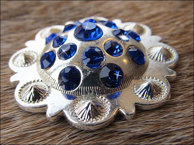 HILASON Western Screw Back Concho Sapphire Berry Crystals Cowgirl Color | Bridle Conchos Slotted