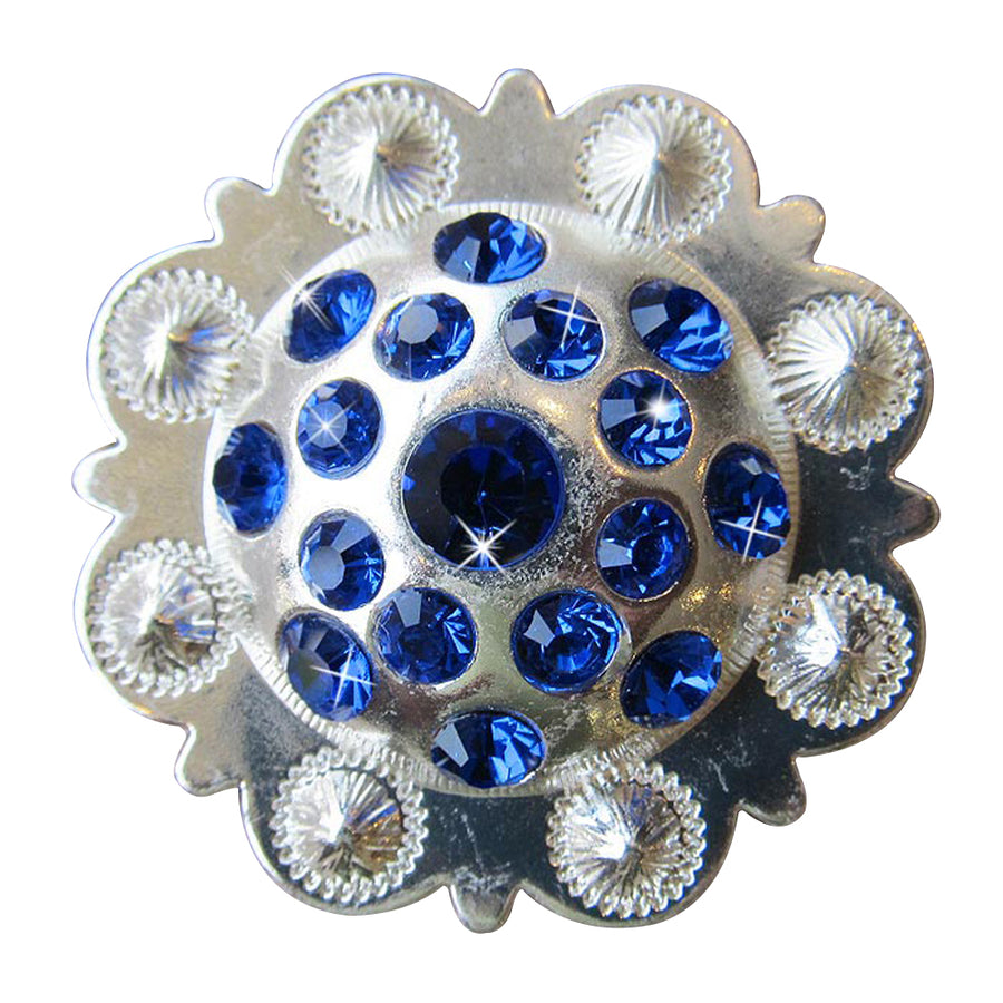Set Of 4 Western Screw Back Concho Sapphire Berry Crystals Cowgirl - Uhorse