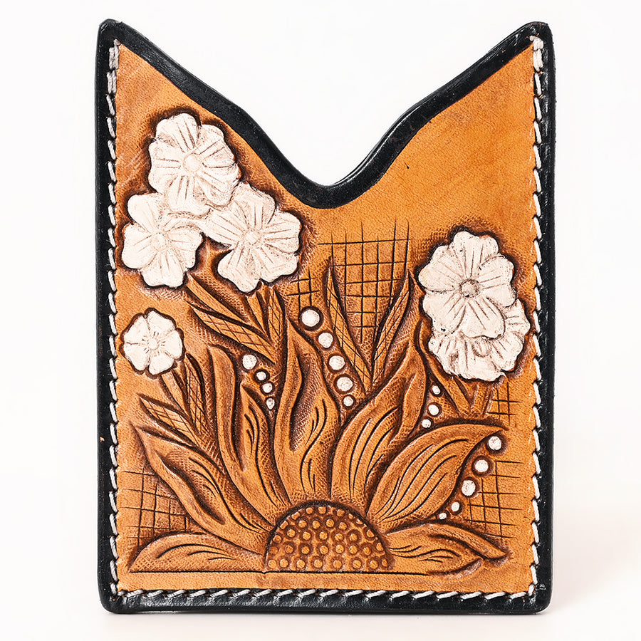 American Darling Floral Women & Men Hand Carved Genuine Leather Card Holder | Handcrafted Western Belt