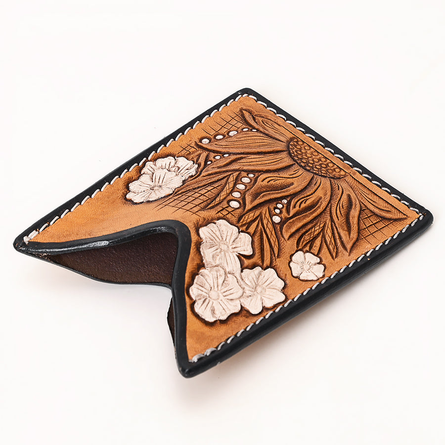 American Darling Floral Women & Men Hand Carved Genuine Leather Card Holder | Handcrafted Western Belt