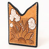 American Darling Floral Women and Men Hand Carved Genuine Leather Card Holder - Uhorse