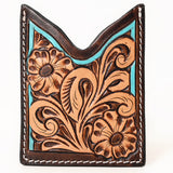 American Darling Floral Women & Men Hand Carved Genuine Leather Card Holder