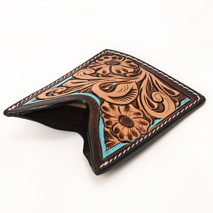 American Darling Floral Women & Men Hand Carved Genuine Leather Card Holder | Handcrafted Western Belt