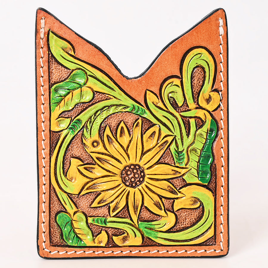 American Darling Floral Women & Men Hand Carved Genuine Leather Card Holder | Handcrafted Western Belt
