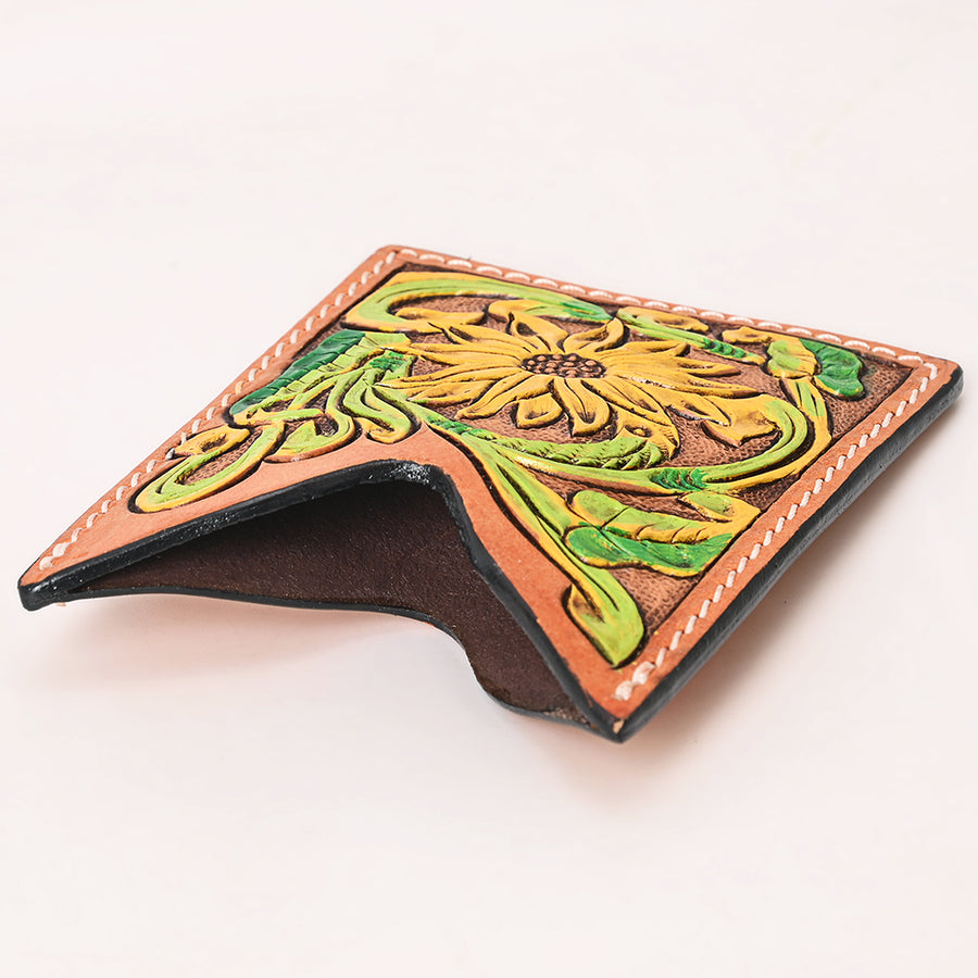 American Darling Floral Women & Men Hand Carved Genuine Leather Card Holder | Handcrafted Western Belt