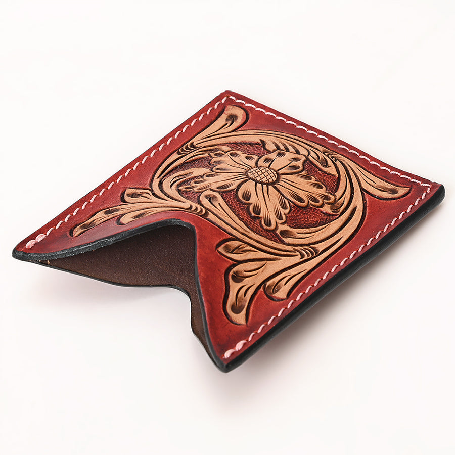 American Darling Floral Women & Men Hand Carved Genuine Leather Card Holder | Handcrafted Western Belt