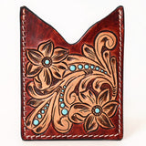 American Darling Floral Women & Men Hand Carved Genuine Leather Card Holder