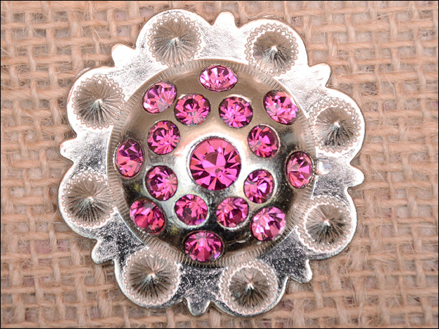 HILASON Western Screw Back Concho Fuchsia Berry Crystals Headstall Cowgirl 1.5 In | Belt Slotted Conchos