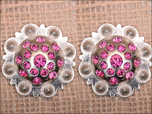 HILASON Western Screw Back Concho Fuchsia Berry Crystals Headstall Cowgirl 1.5 In | Belt Slotted Conchos
