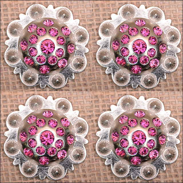HILASON Western Screw Back Concho Fuchsia Berry Crystals Headstall Cowgirl 1.5 In | Belt Slotted Conchos