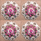 HILASON Western Screw Back Concho Fuchsia Berry Crystals Headstall Cowgirl 1.5 In | Belt Slotted Conchos