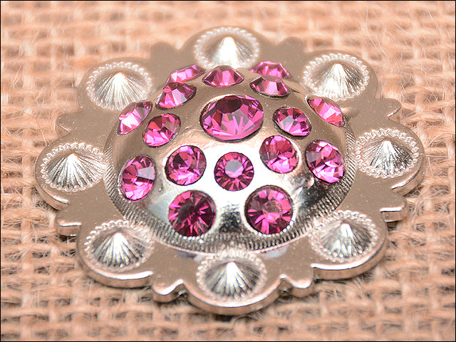 HILASON Western Screw Back Concho Fuchsia Berry Crystals Headstall Cowgirl 1.5 In | Belt Slotted Conchos