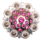 Set Of 32 W. Screw Back Concho Fuchsia Berry Crystals Cowgirl – by Hilason – Cowboy and equestrian accessories