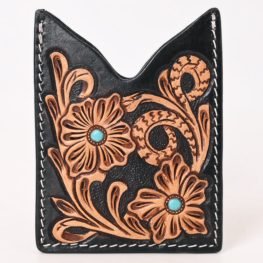 American Darling Floral Women & Men Hand Carved Genuine Leather Card Holder | Handcrafted Western Belt