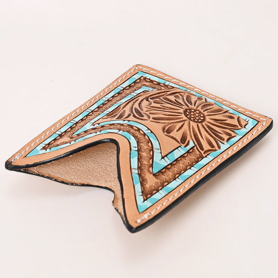 American Darling Floral Women & Men Hand Carved Genuine Leather Card Holder | Handcrafted Western Belt
