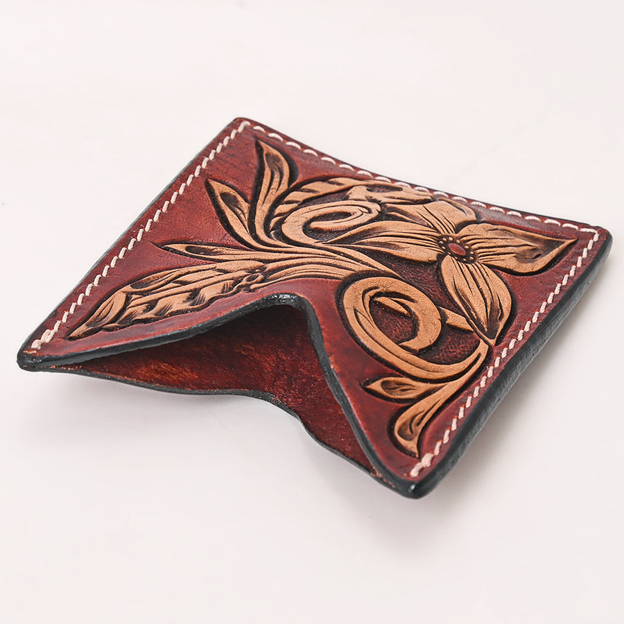 American Darling Floral Women & Men Hand Carved Genuine Leather Card Holder | Handcrafted Western Belt