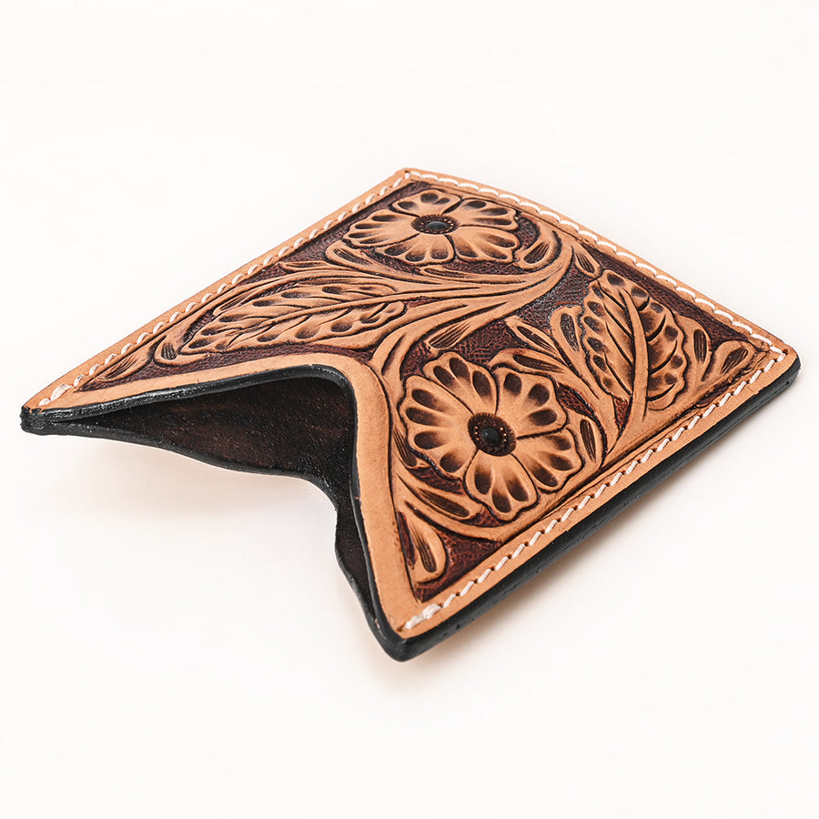 American Darling Floral Women & Men Hand Carved Genuine Leather Card Holder | Handcrafted Western Belt