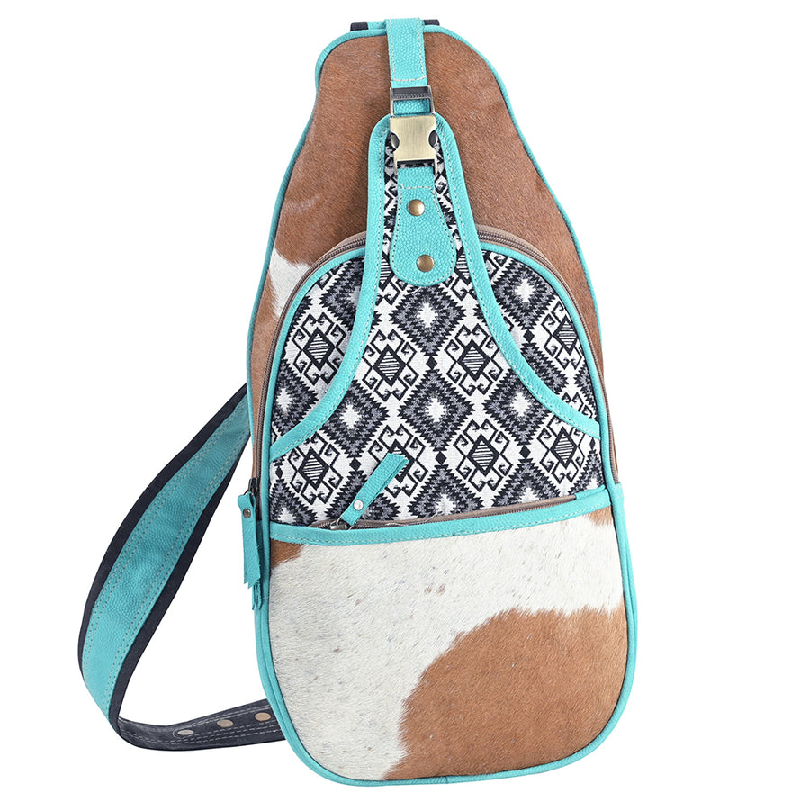 OHLAY OHV392 Backpack Upcycled Canvas Hair-On Genuine Leather women by Hilason – Cowboy and equestrian accessories