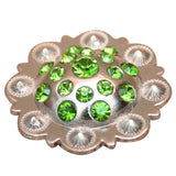 Set Of 16 Western Screw Back Concho Olivine Crystal Bling Saddle Cowgirl - Uhorse