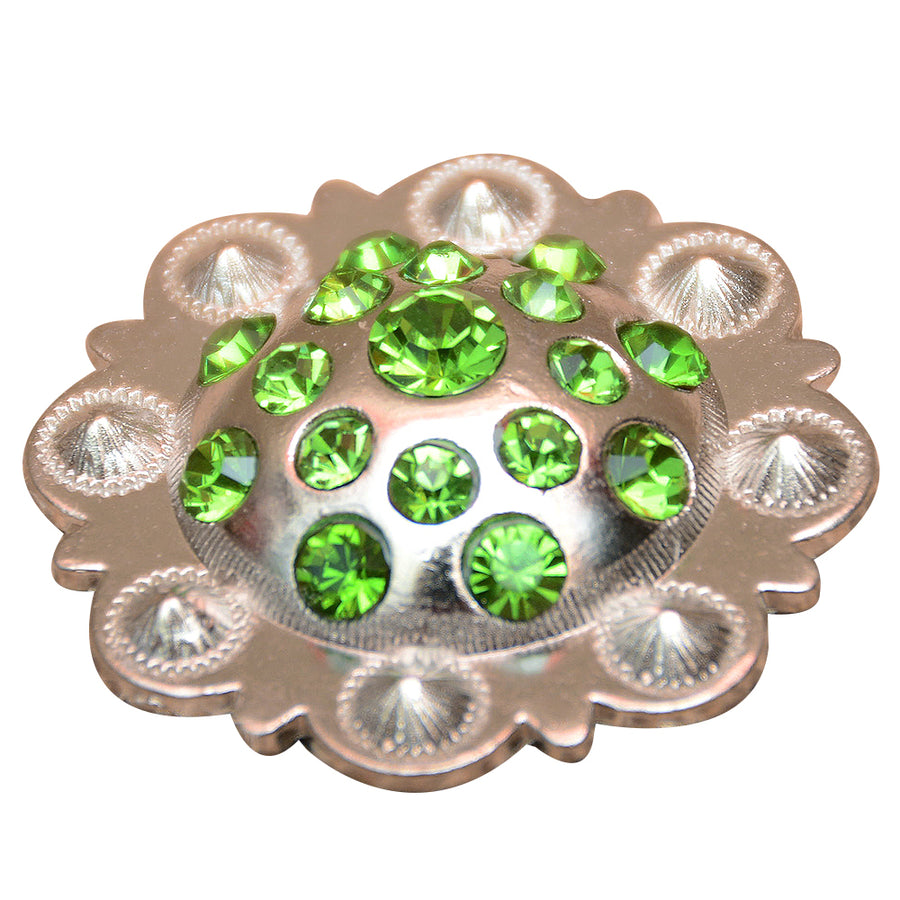 Set Of 2 Western Screw Back Concho Olivine Crystal Bling Saddle Cowgirl - Uhorse