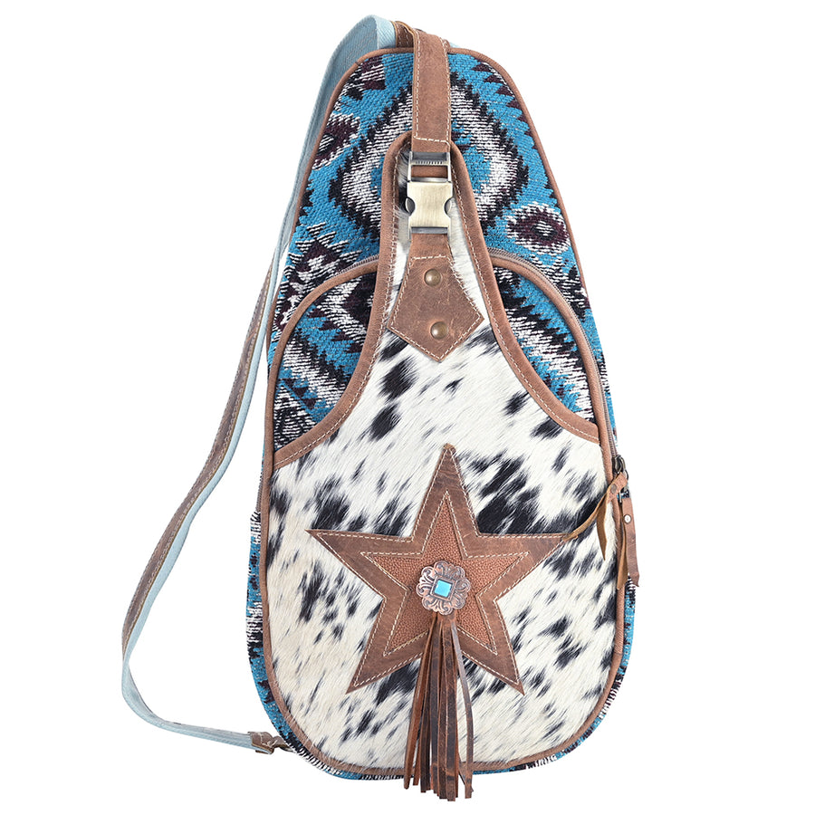 OHLAY OHV394 Backpack Upcycled Wool Canvas Hair-On Genuine Leather by Hilason – Cowboy and equestrian accessories