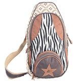 OHLAY OHV395 Backpack Upcycled Canvas Hair-On Genuine Leather women bag western handbag purse