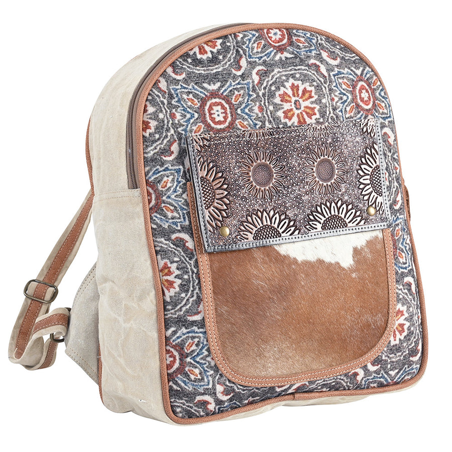OHLAY OHV398 Backpack Upcycled Canvas Hair-On Genuine Leather women by Hilason – Cowboy and equestrian accessories