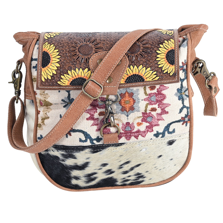 OHLAY OHV399 Cross Body Hand Tooled Upcycled Canvas Hair-On Genuine by Hilason – Cowboy and equestrian accessories