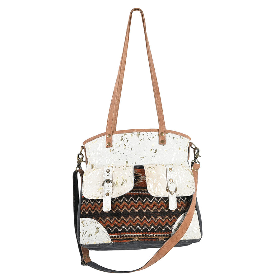 OHLAY OHV401 TOTE Upcycled Wool Canvas Hair-on Genuine Leather women by Hilason – Cowboy and equestrian accessories