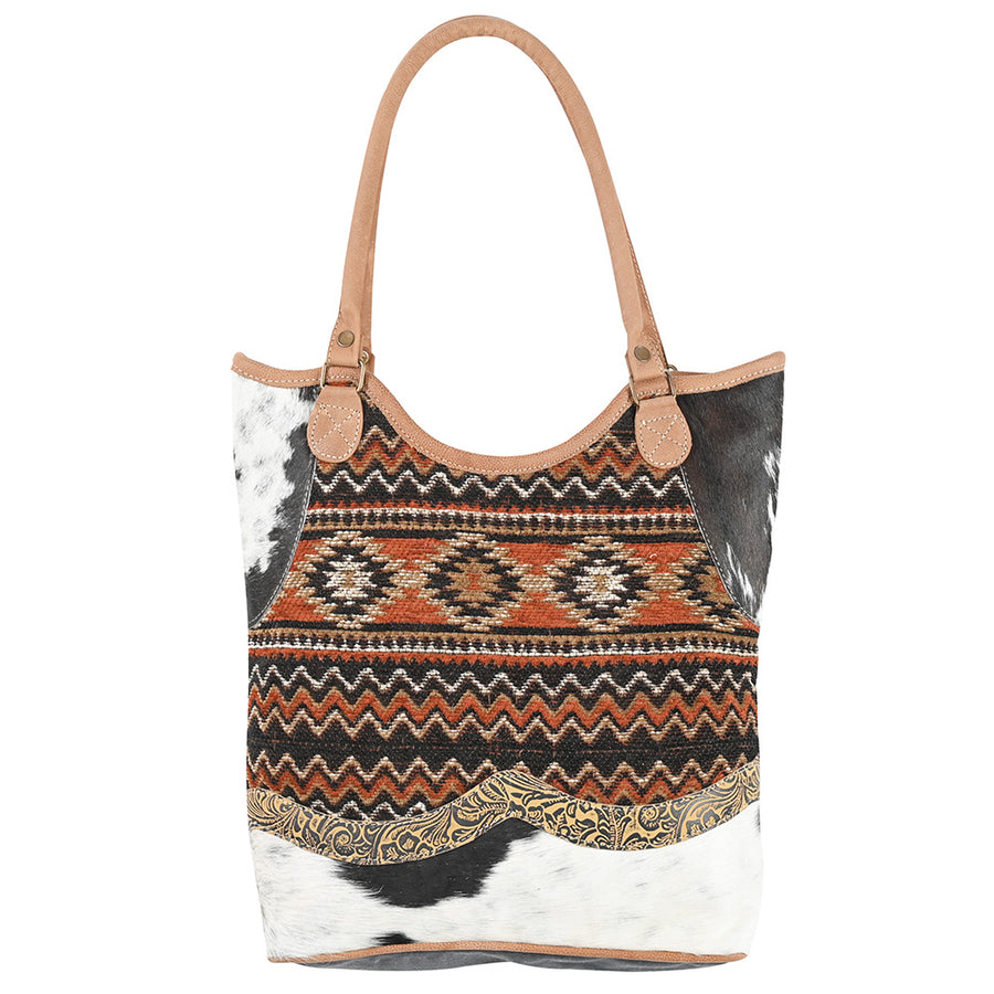 OHLAY OHV402 TOTE Upcycled Wool Canvas Embossed Hair-on Genuine by Hilason – Cowboy and equestrian accessories