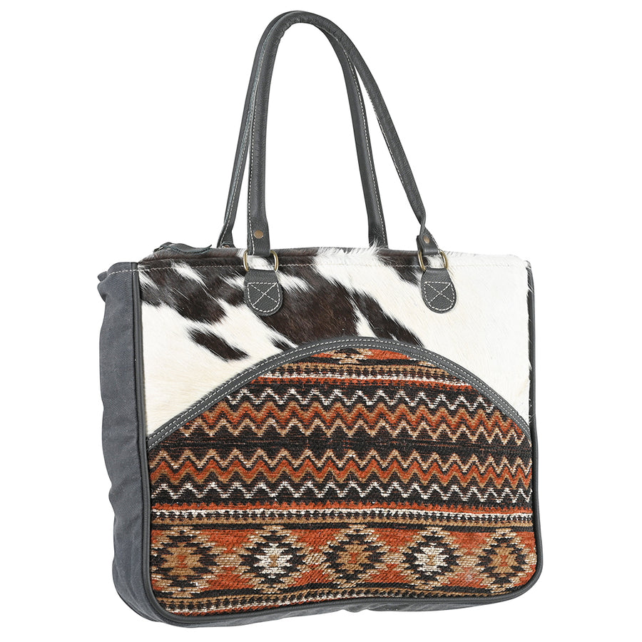 OHLAY OHV403 TOTE Upcycled Wool Canvas Hair-on Genuine Leather women by Hilason – Cowboy and equestrian accessories