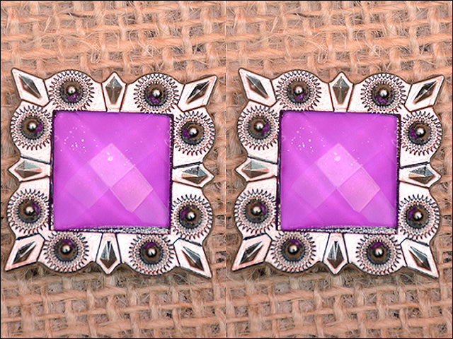 HILASON Western Screw Back Concho Rose Square Crystal Bling Cowgirl Color | Bridle Conchos Slotted