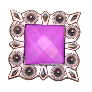 HILASON Western Screw Back Concho Rose Square Crystal Bling Cowgirl Color | Bridle Conchos Slotted