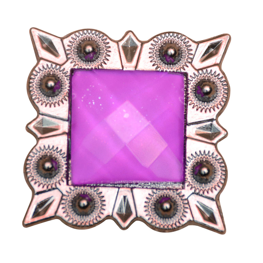 Set Of 16 Western Screw Back Concho Rose Square Crystal Bling Cowgirl - Uhorse