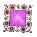 Set Of 16 Western Screw Back Concho Rose Square Crystal Bling Cowgirl - Uhorse