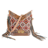 OHLAY OHV404 Cross Body Hand Tooled Upcycled Wool Upcycled Canvas Genuine Leather women bag western handbag purse