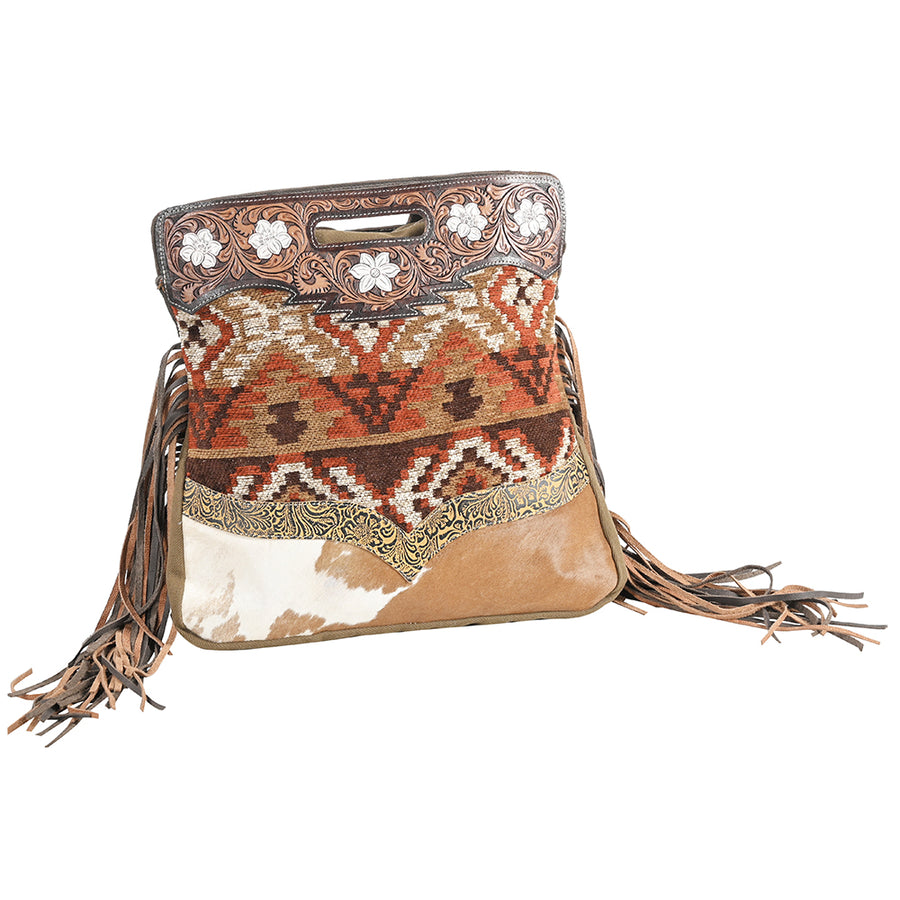 OHLAY OHV406 TOTE Hand Tooled Upcycled Wool Embossed Hair-on Genuine by Hilason – Cowboy and equestrian accessories