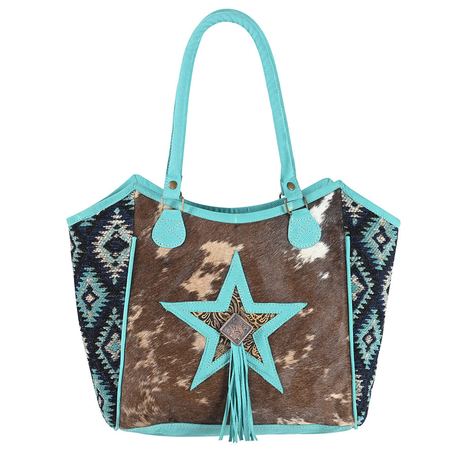 OHLAY OHV411 TOTE Upcycled Wool Embossed Hair-on Genuine Leather women by Hilason – Cowboy and equestrian accessories
