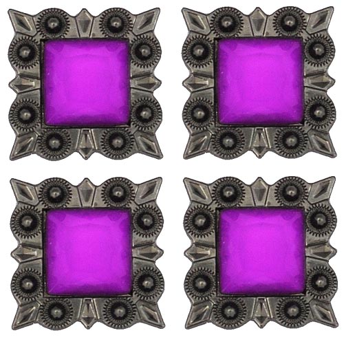 HILASON Western Screw Back Concho Lavender Square Crystal Cowgirl color | Slotted Conchos Bling