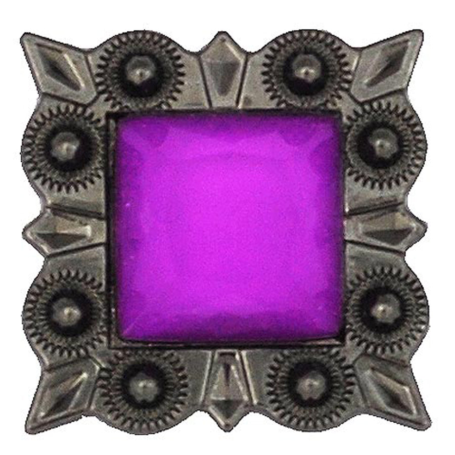 Set Of 2 Western Screw Back Concho Lavender Square Crystal Cowgirl - Uhorse