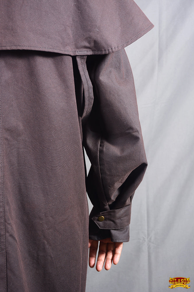 Brown HILASON Outerwear Short Length Lightweight Waterproof Oilskin Duster Coat Rain
