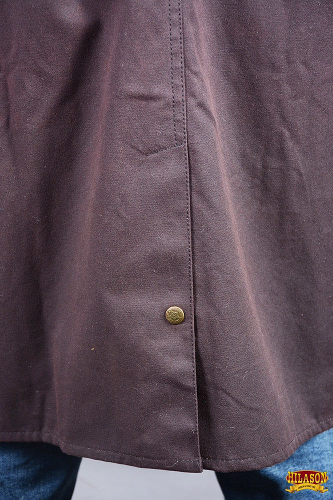 Brown HILASON Outerwear Short Length Lightweight Waterproof Oilskin Duster Coat Rain