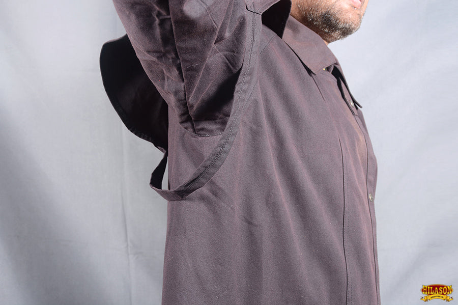 Brown HILASON Outerwear Short Length Lightweight Waterproof Oilskin Duster Coat Rain
